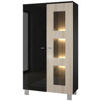VITRINE Denjo Tür in Eiche sägerau - Eiche San Remo, Holzwerkstoff (71/129/35cm) - Vladon