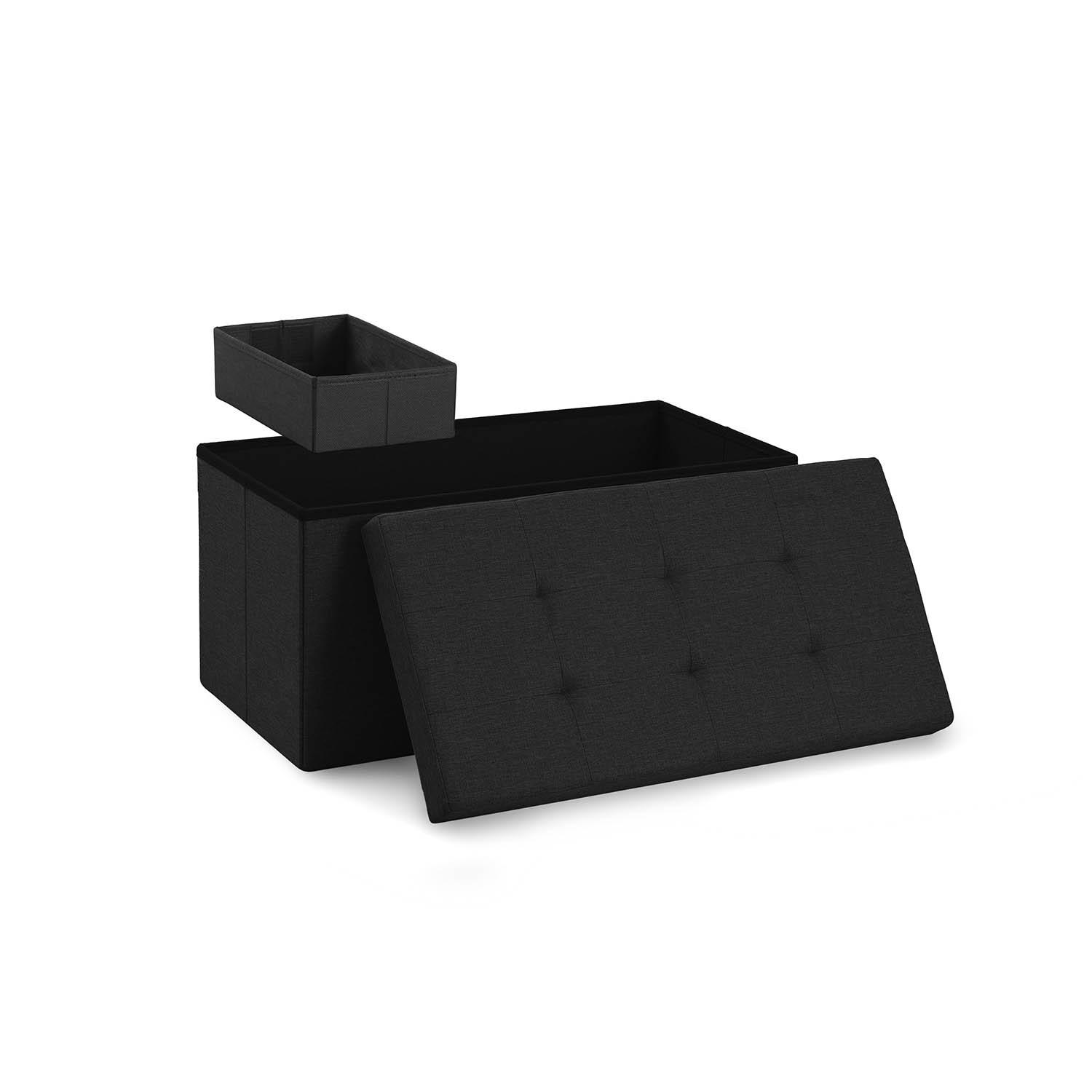 SITZBANK 76/38/38 cm + extra Box, Schwarz - Schwarz, Kunststoff (38/38/76cm) - Blumtal