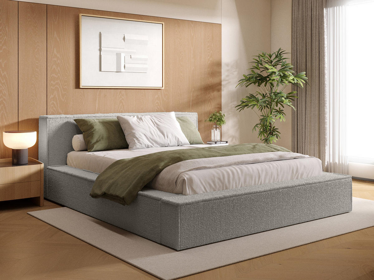 POLSTERBETT Menfi 180x200 cm, Hellgrau - Grau, Textil (180/200cm) - Fedve