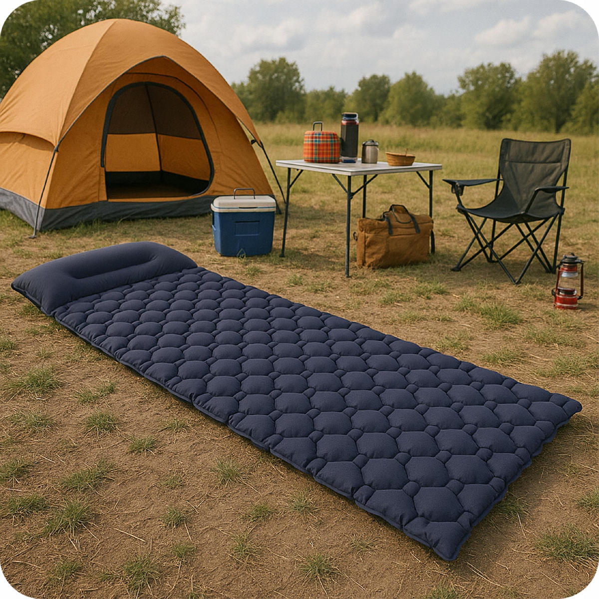 LUFTBETT Luftmatratze 190x60cm Dunkelblau - Dunkelblau, Textil