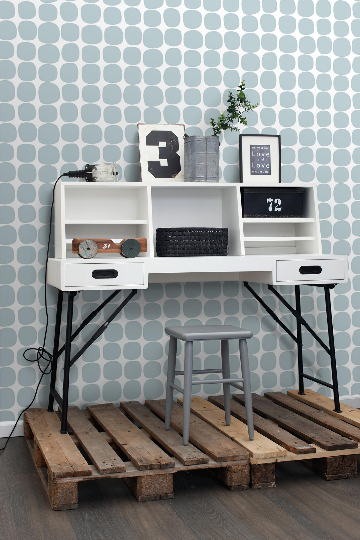 TAPETE grafisches Motiv 53 cm x 10.05 m - Blau, Papier (53/1000cm) - ESTAhome
