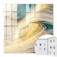 SCHLÜSSELBOX Weiß 30x30 cm – Türöffnung nach rechts - Meereswelle - Gelb, Metall (30/30/5cm) - TULUP