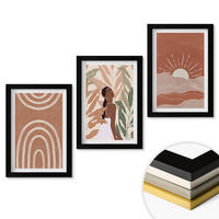 WANDBILDER 3er-Set - 20x30 cm Schwarzer Rahmen - abstrakte Formen im Boho-Stil - Schwarz, Kunststoff (20/30cm) - ArtPrintCave