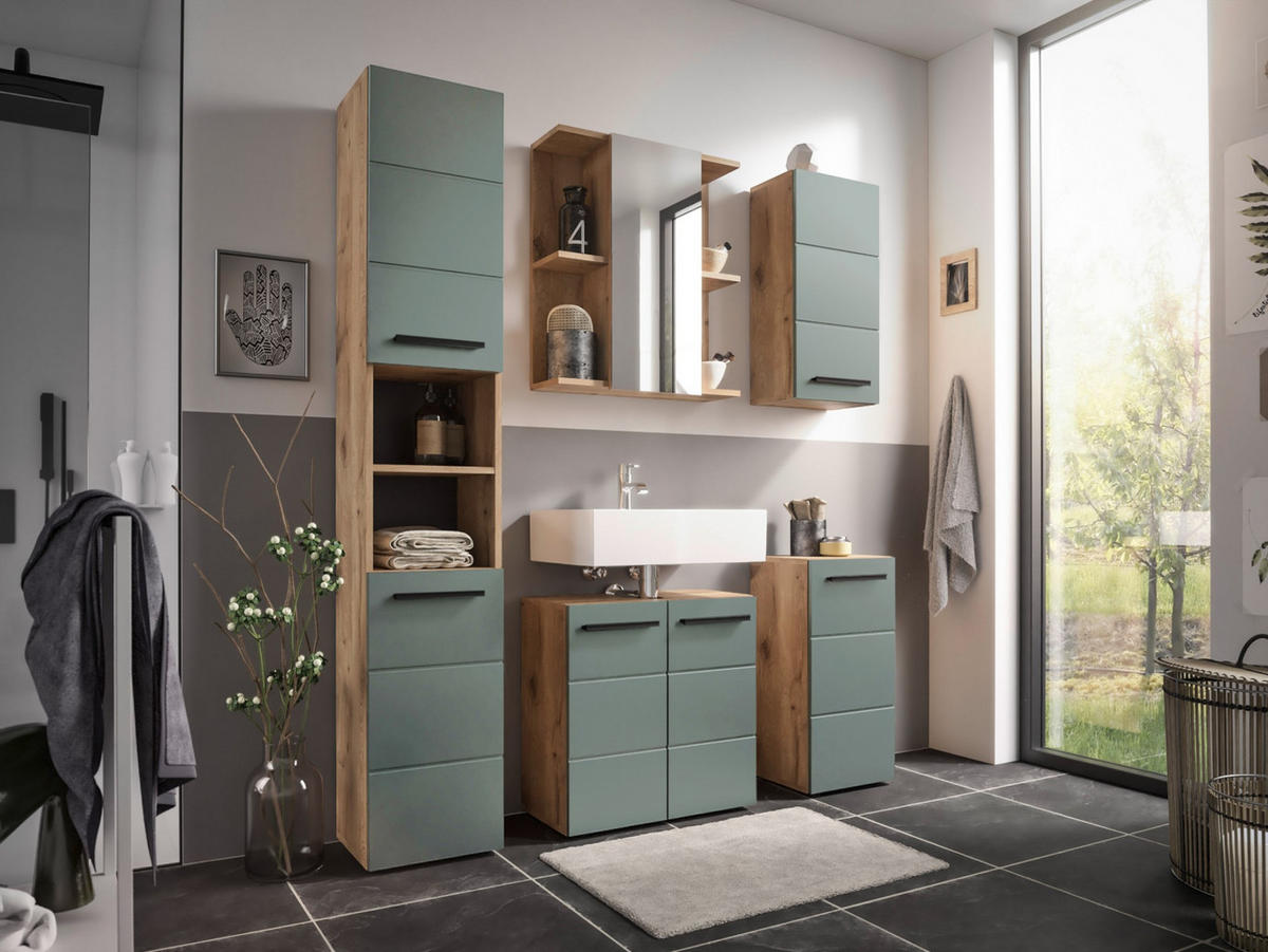 BADMÖBEL 5-teilig Schilfgrün - Grün, Holz/Kunststoff (188/190/31cm) - moebel dich auf