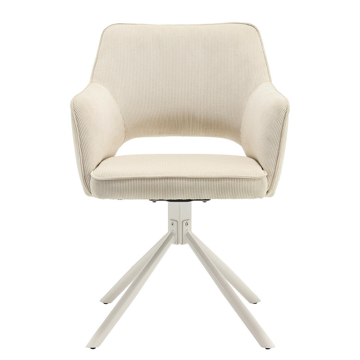 DREHBARER ARMLEHNENSTUHL - Cord / Metall - Weiß, Textil/Metall (61/85/61cm) - home24