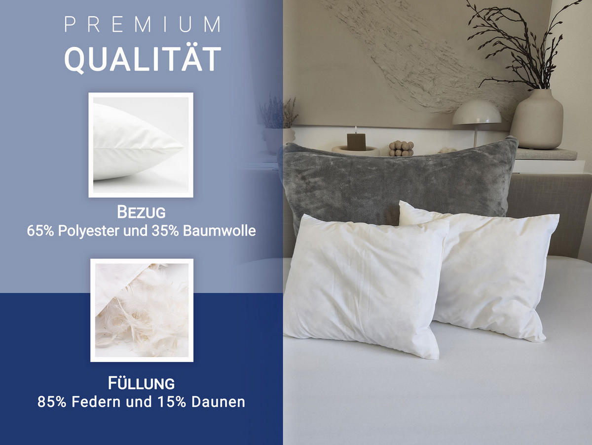 KISSEN, 2er-Set, 35x45 cm, 85% Federn, 15% Daune - Weiß, Kunststoff (35/45cm) - Zollner