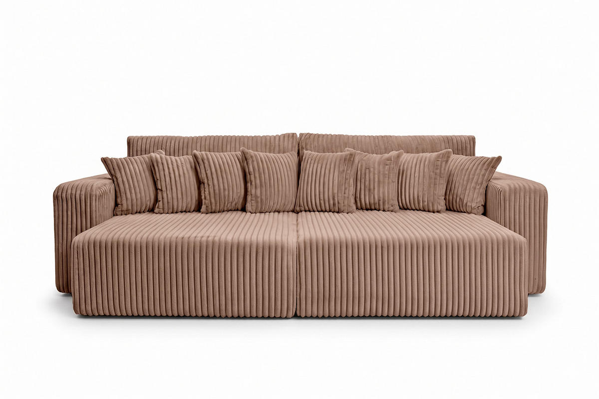 SCHLAFSOFA, Cordstoff Tilia, Braun, PIANO DOUBLE - Braun, Holz (246/83/145cm) - Kaiser Möbel