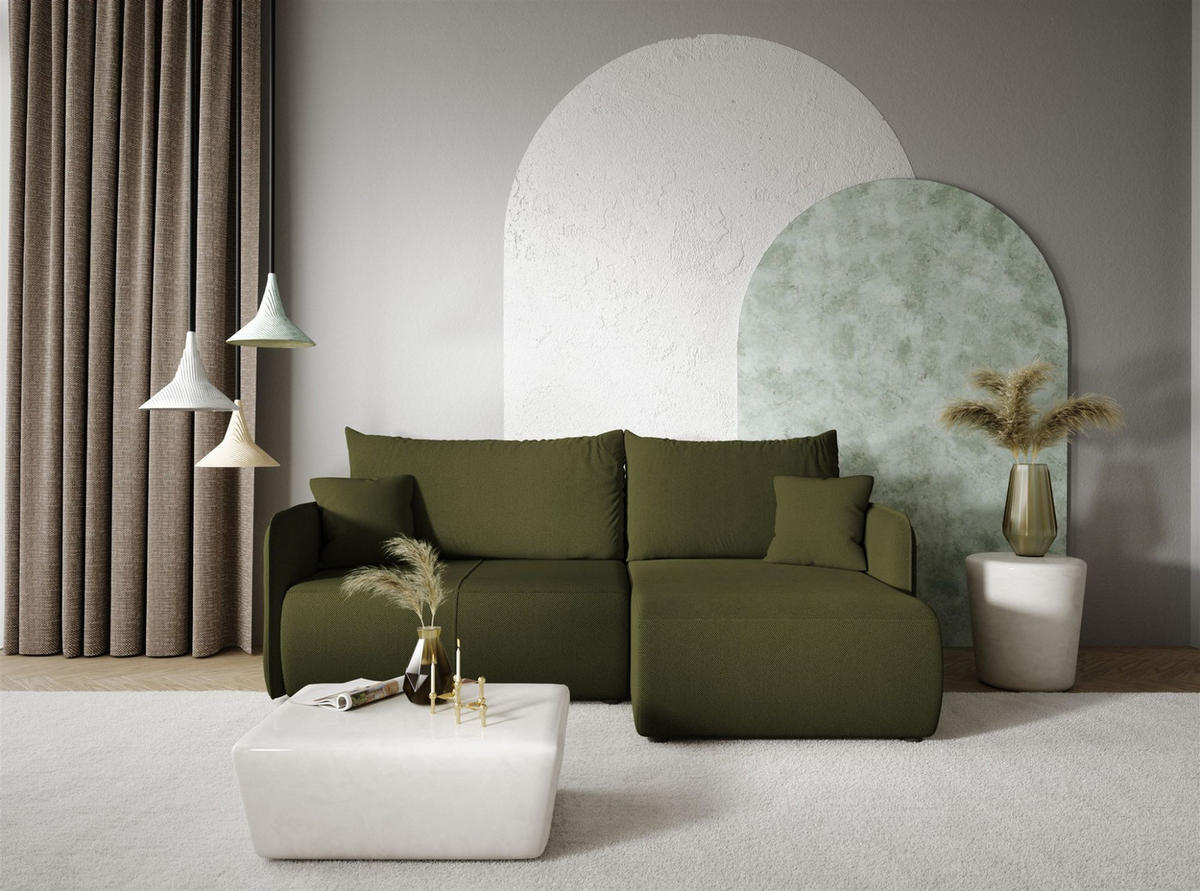 ECKSOFA Calgary - Grün, Holzwerkstoff/Textil (207/148cm) - Fun Möbel