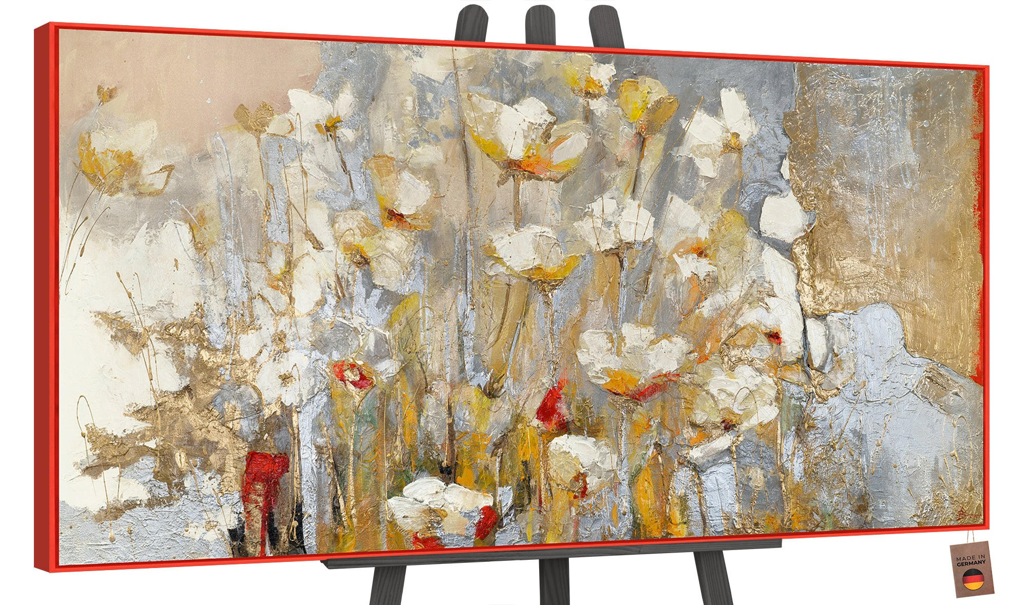 GEMÄLDE Frühlingsduft Schattenfugenrahmen Rot 160x80 cm - Rot, Holz (160/80cm) - YS-art gallery