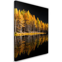 WANDBILD goldener wald herbstsee naturbäume - Gelb, Textil (40/60cm) - Feeby