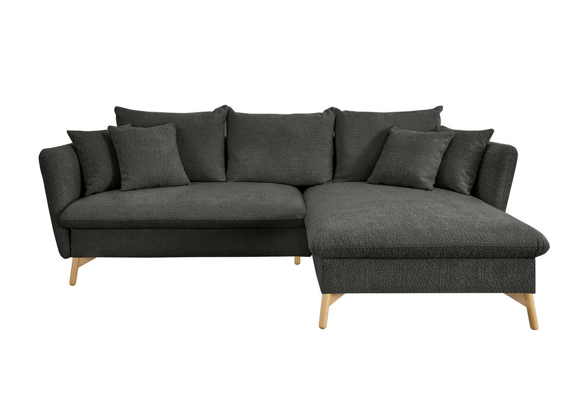 ECKSOFA S11 Ambriamo Anthrazit 258/91/167 cm Recamiere rechts - Anthrazit, Textil (258/167cm) - Livojo