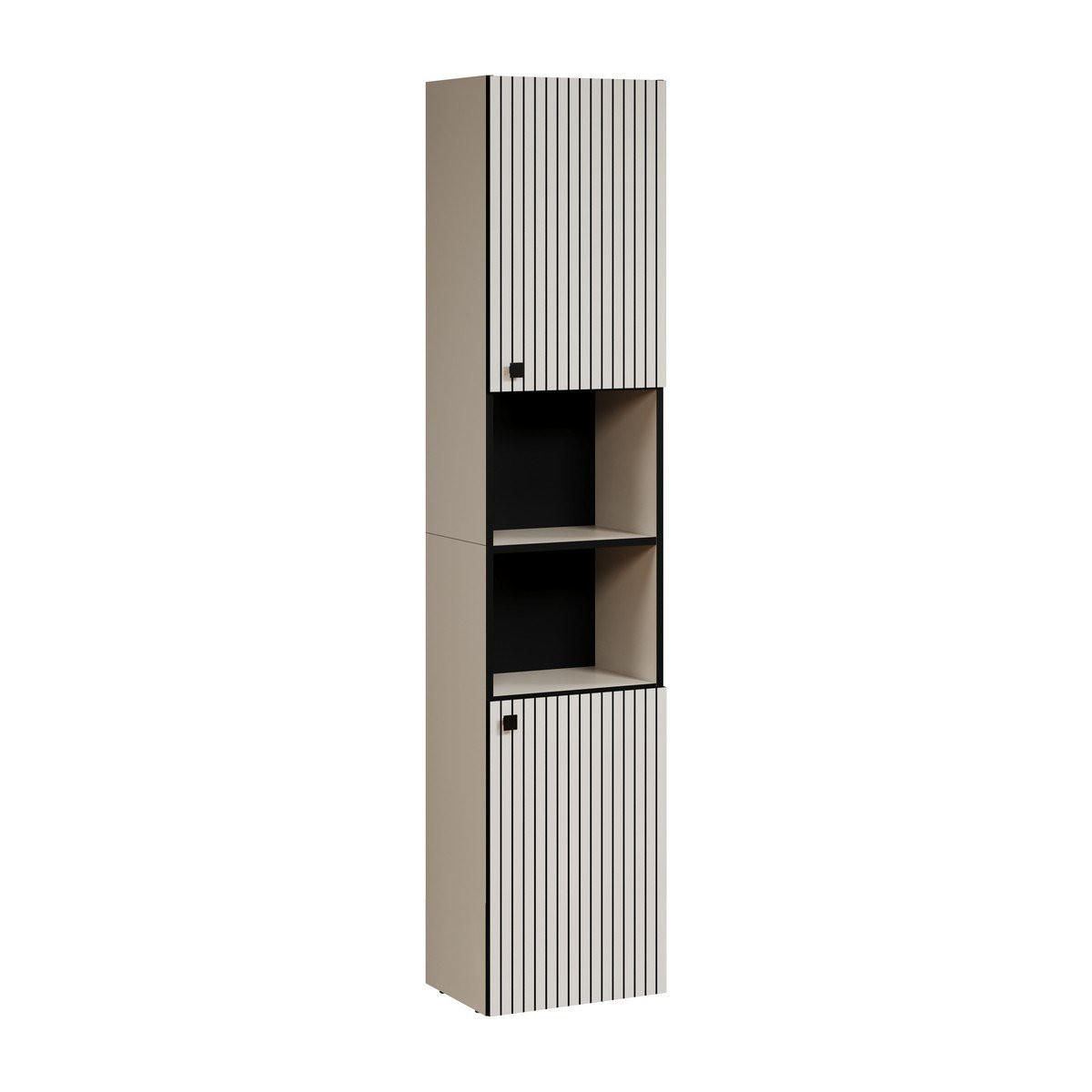 BADEZIMMERSÄULE mit Rillen, 2 Türen und 2 Fächern - purebliss 112/15/44,5 cm - Hellgrau, Holzwerkstoff (40/186/31cm) - Trendteam