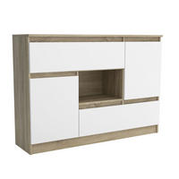 KOMMODE FIORENZA 120/85/33 cm mit 2 Schubladen 2 Türen Sonoma Eiche - Weiß/Sonoma Eiche, Holzwerkstoff (120/85/33cm) - MASSENO