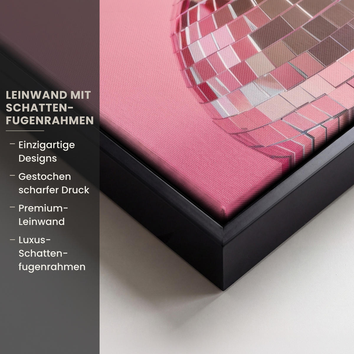 LEINWAND Bilder mit Rahmen - Schleife - Discoball - Kaninchen - 30x40 - Pink, Textil (30/40cm) - MuchoWow