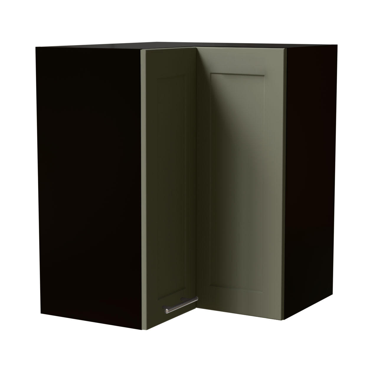 ECKHÄNGESCHRANK Oslo W12/60 Schwarz / Reed Green Matt 60 / 60 / 72cm - Schwarz/Grün, Holz/Holzwerkstoff (60/72/60cm) - Feldmann-Wohnen