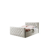 BOXBETT MALAGA 140x200 Beige Velvet - H3 - Beige, Textil (140/200cm) - AN-Moebel 4u