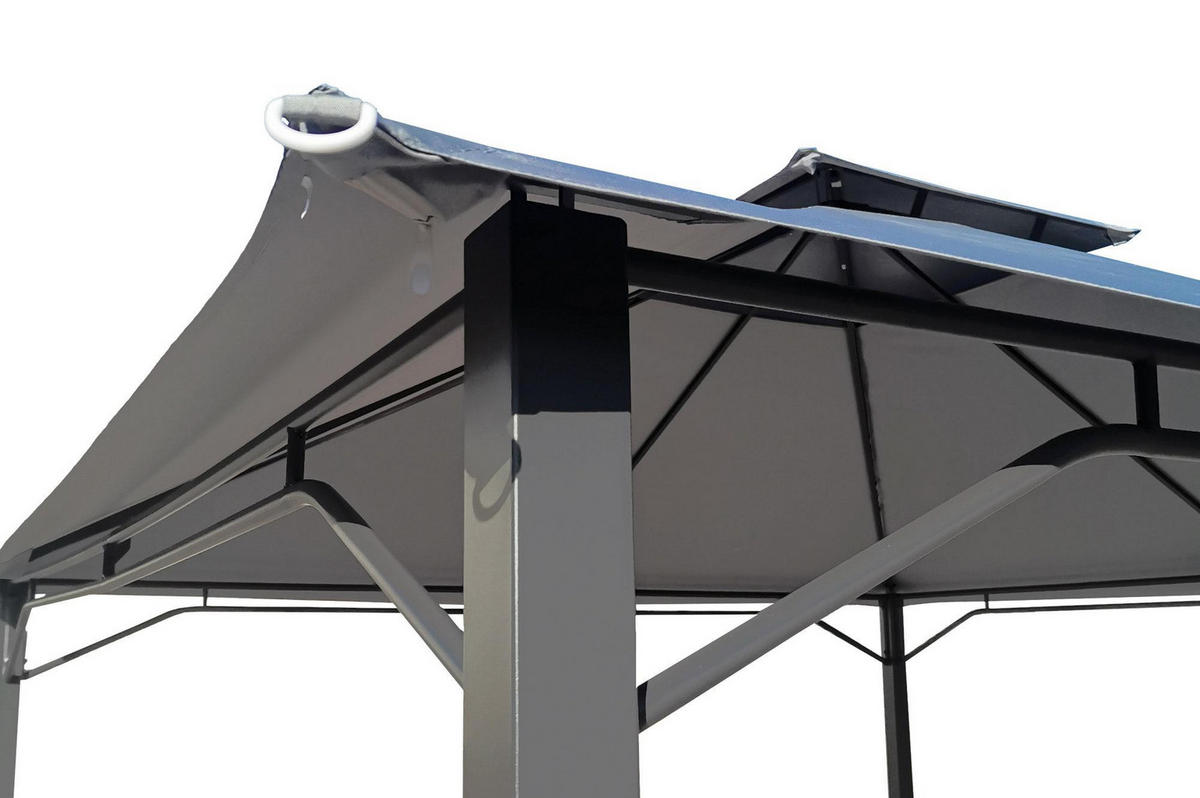GARTENPAVILLON Sao Hellgrau 3m x 3m - Grau, Metall (300/278/300cm) - Cazeboo