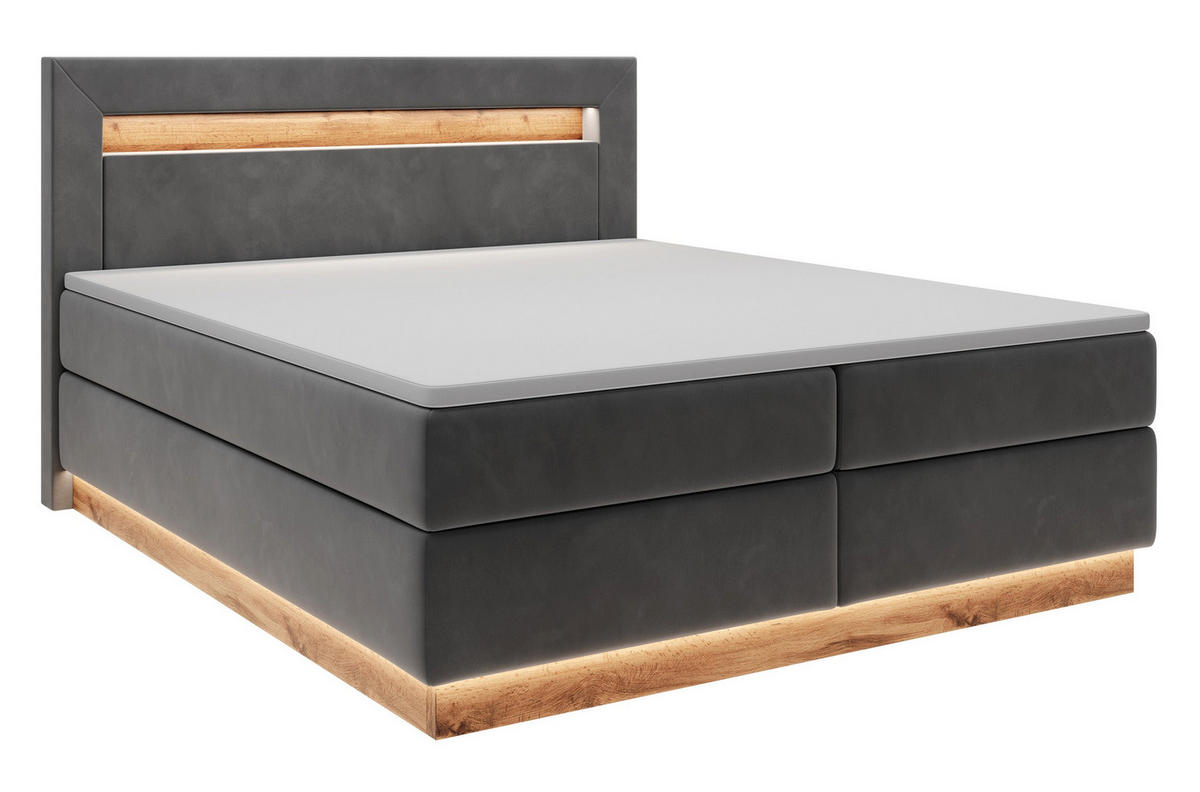 BOXBETT Promie Grafitgrau Velours 140/200 cm - Dunkelgrau, Textil (140/200cm) - Selsey