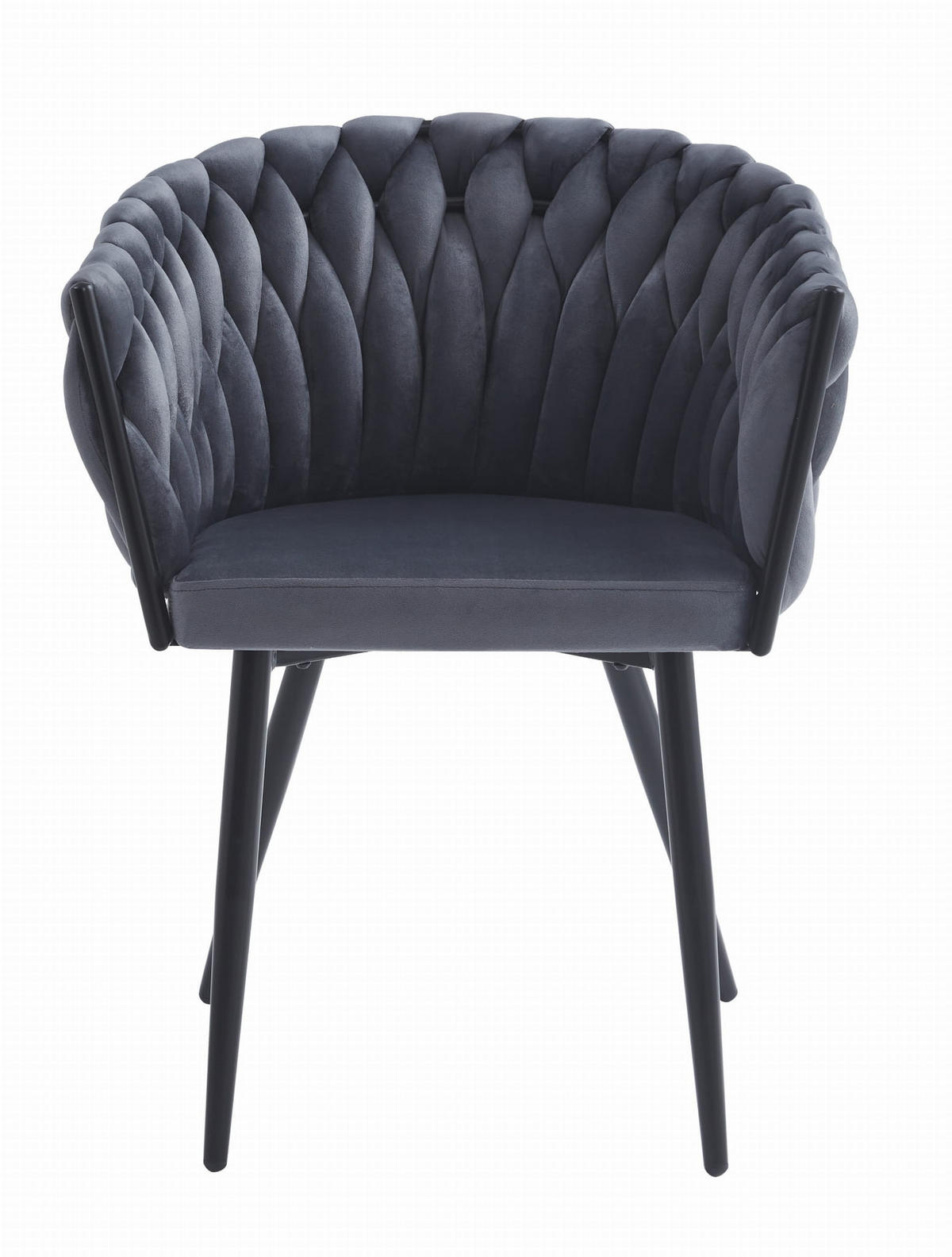 STUHL ARONA 4-er Set, Grau, Schwarze metallische Beine - Anthrazit, Textil/Metall (61/79/55cm) - Komodee