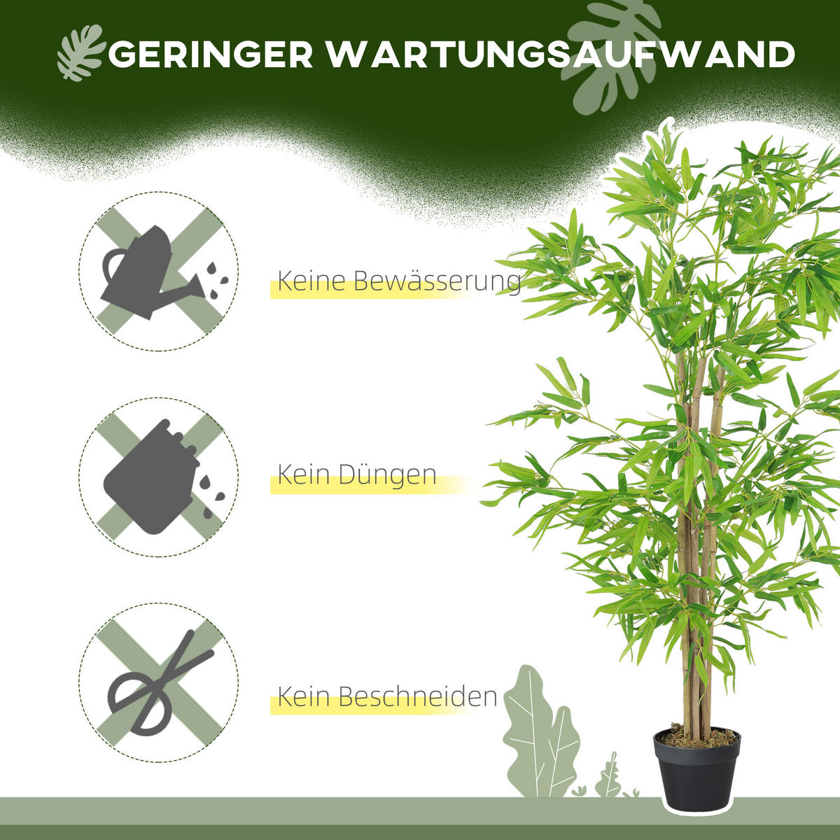 KÜNSTLICHER BAMBUS groß 150cm - Grün, Kunststoff (150cm) - Outsunny