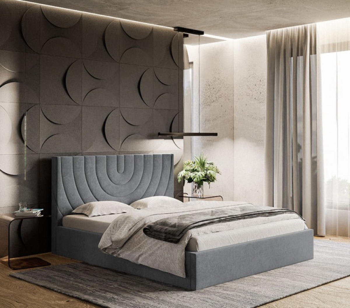 BETT Grau OLDO 6 Mit Bettkasten 160x200 cm - Schwarz/Grau, Textil (160/200cm) - Sepro Meble