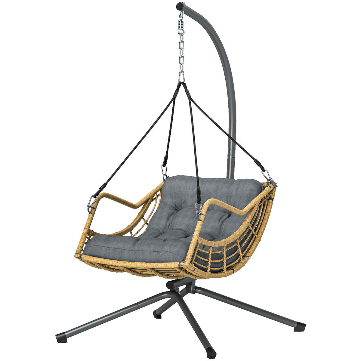 HÄNGESESSEL mit Gestell DE-13714 höhenverstellbar Grau - Dunkelgrau, Metall (100/192/118cm) - ComfortXL