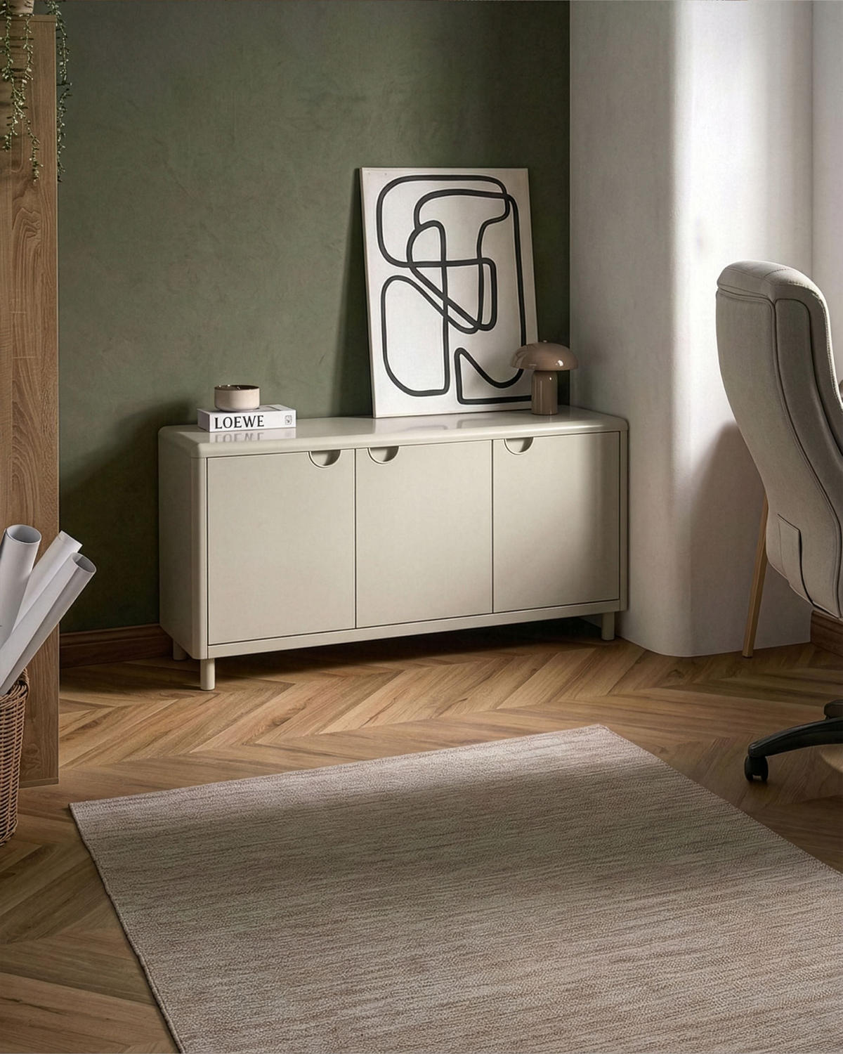 SIDEBOARD se 3 dveřmi Světle béžový Korvo - béžová, kov (140/70/42cm) - Beliani