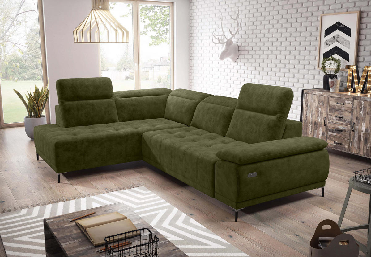 ECKSOFA FOCUS XL L-förmig Konfiguration freistehend LINKS 204x352x98cm Dark yellow - Dunkelgelb, Holz/Textil (204/352cm) - DomoHome