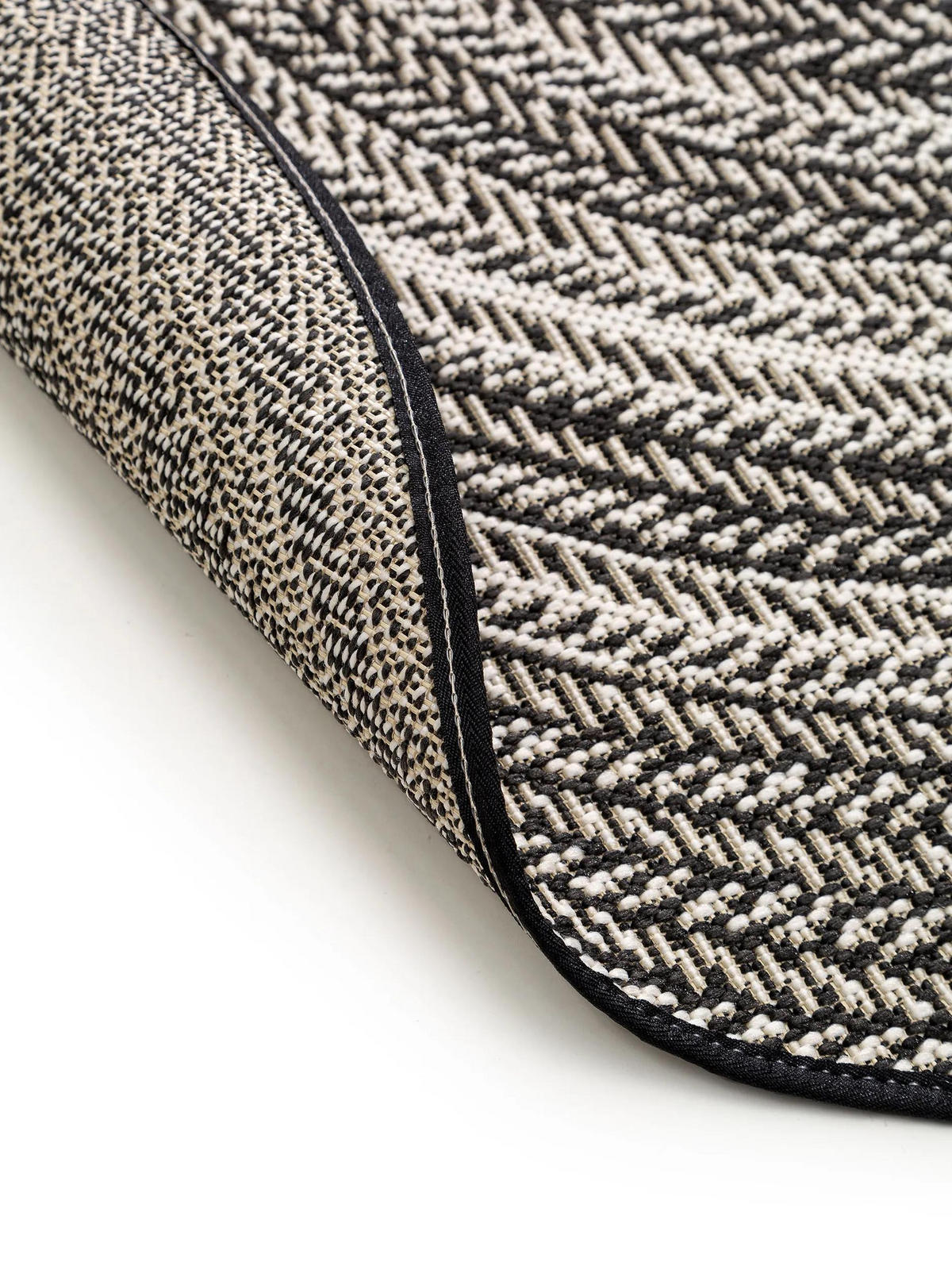 OUTDOORTEPPICH rund Metro Schwarz/Weiß ø 120 cm rund - Schwarz, Textil (120/120cm) - benuta Nest