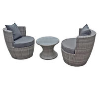 BISTRO-SET Carina Kunststoffgeflecht Grau Club-Set - Grau, Kunststoff - DELUKE