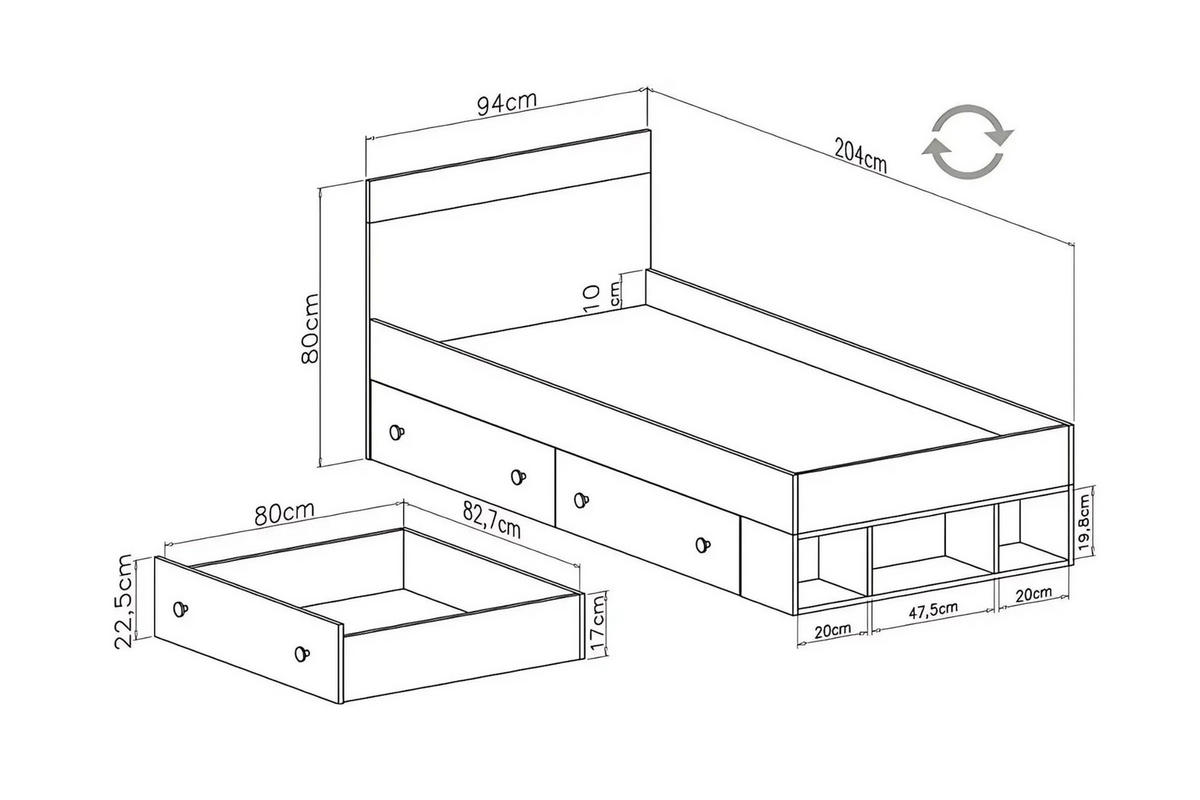 SCHLAFZIMMER Set 6-tlg. – PIXEL System – Sonoma Eiche / Grau - Eichefarben, Holzwerkstoff (150/190/50cm) - hi-markt