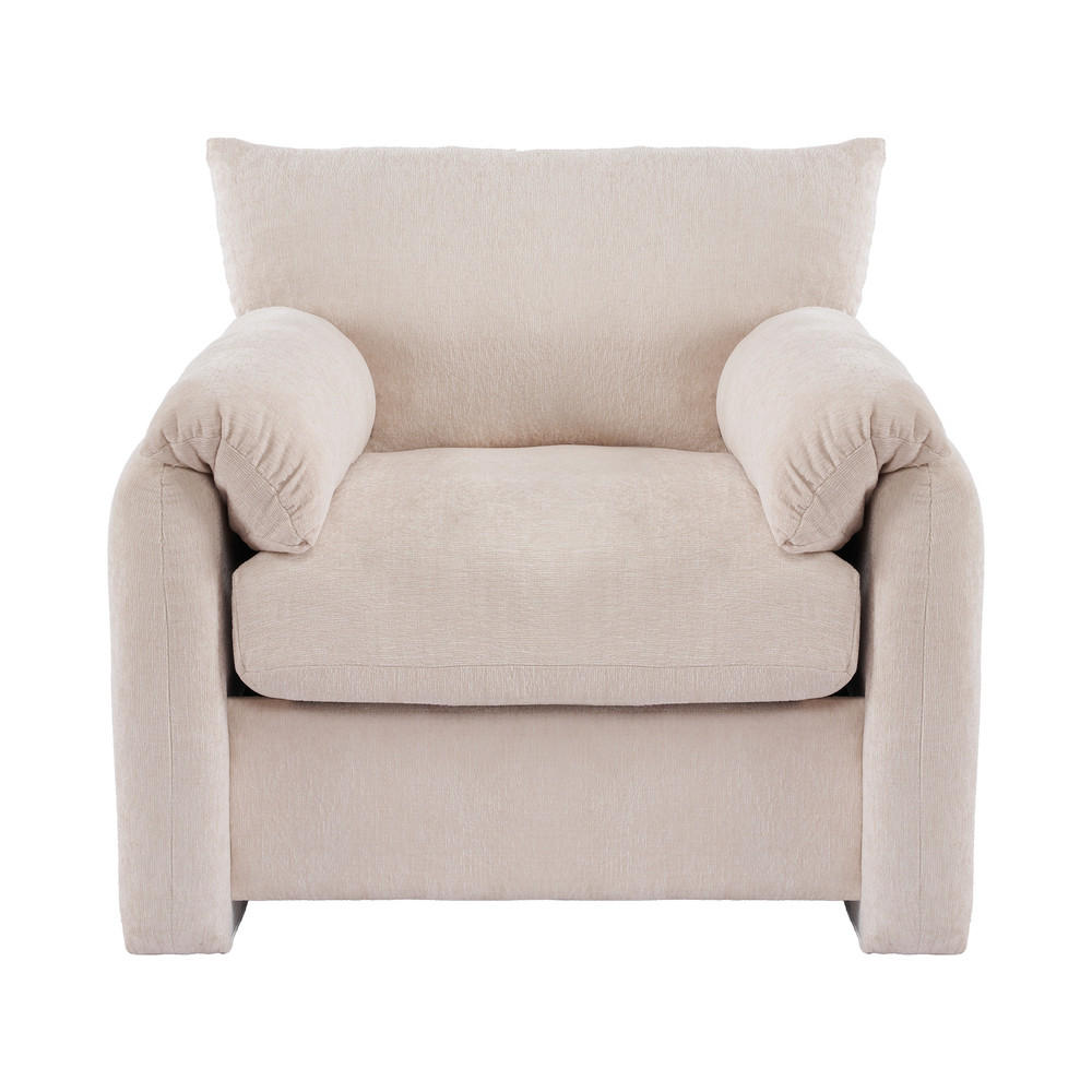 EINZELSOFA Chenille Übergrößig Dekostuhl Freizeitstuhl - Beige, Holz (75.49/39.98/65.99cm) - FLIEKS