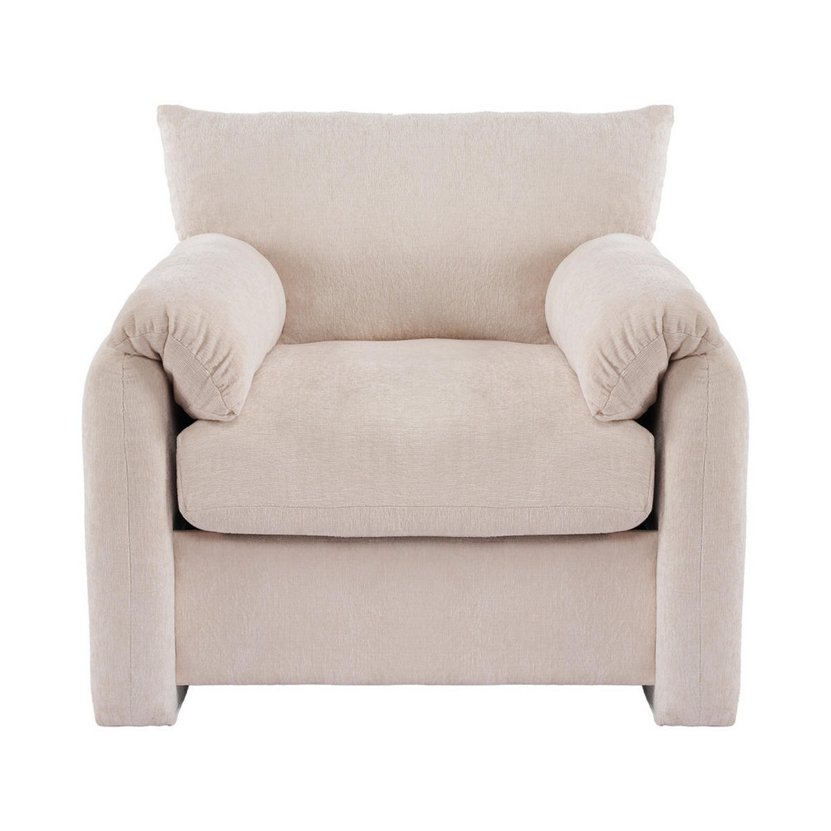 EINZELSOFA Chenille Übergrößig Dekostuhl Freizeitstuhl - Beige, Holz (75.49/39.98/65.99cm) - FLIEKS