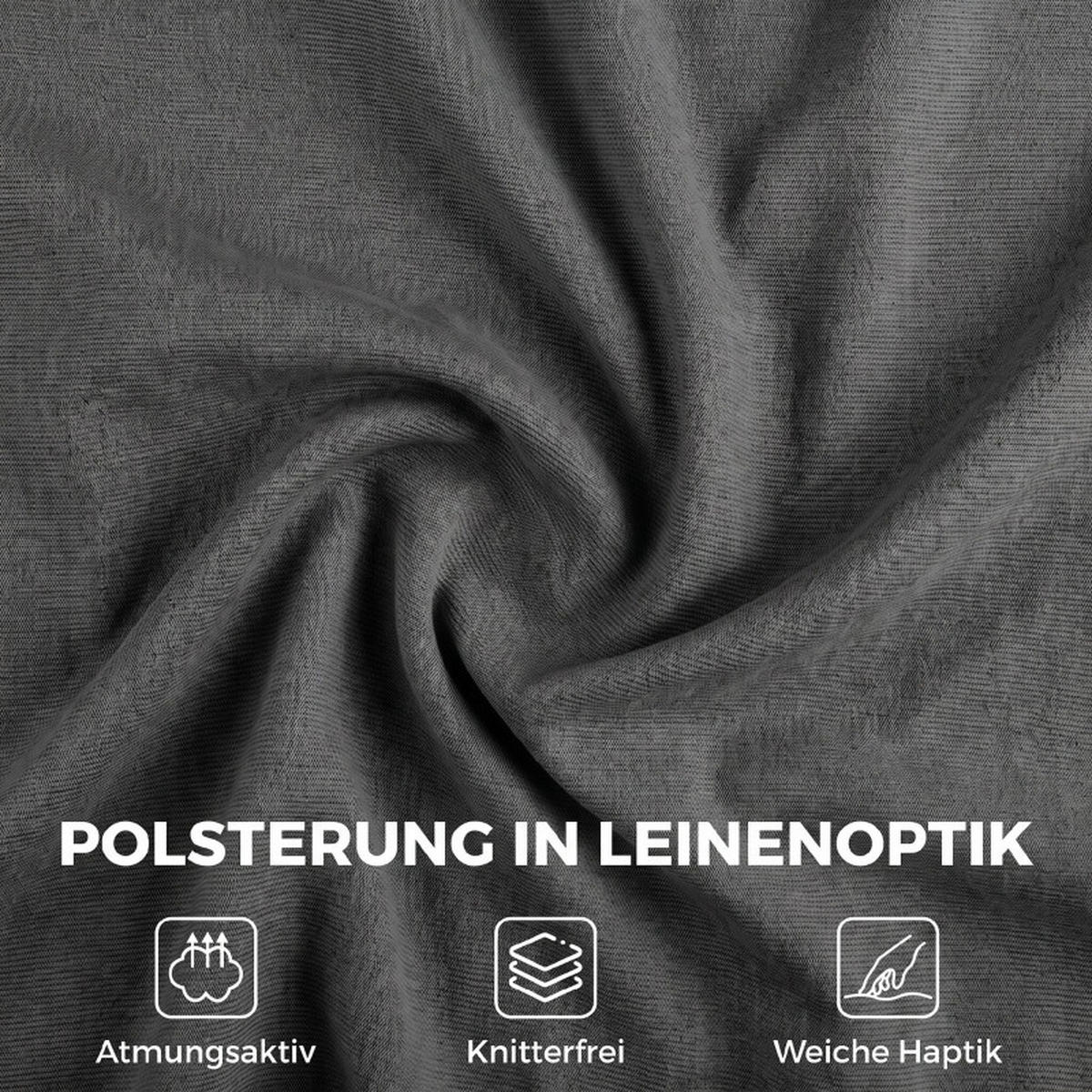 SCHAUKELSTUHL mit 5-fach verstellbarer Fußstütze, Leinenoptik, Dunkelgrau - Dunkelgrau, Textil (106/92/67cm) - Kaket