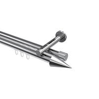 INNENLAUF-GARDINENSTANGEN-SET Siteno Savio 360 cm (geteilt in 2 x 180 cm), 2-läufig, 20 mm Ø Chrom - Chromfarben, Metall (360cm) - INTERDECO