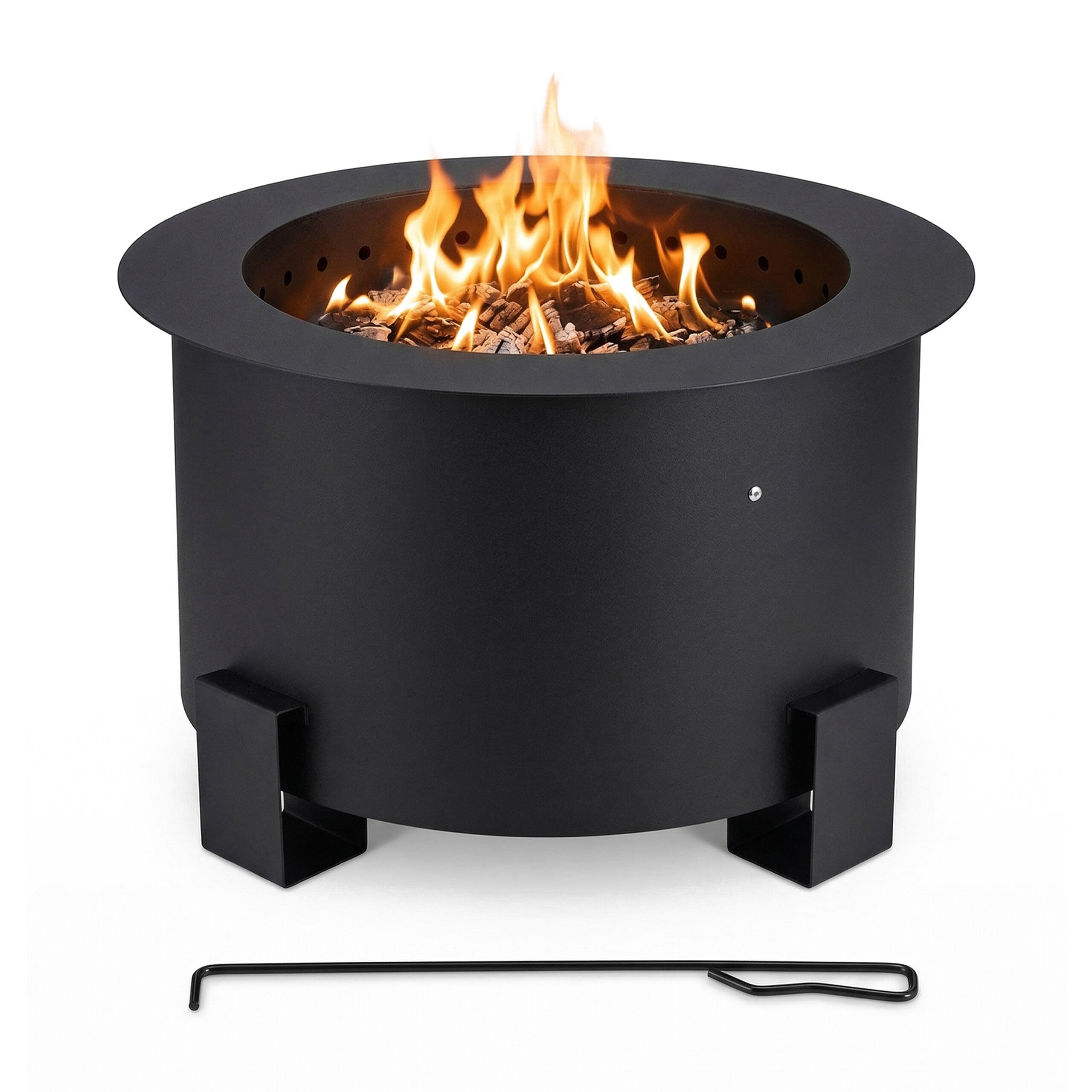 FEUERSCHALE Schwarz raucharm 56 cm - Schwarz, Metall (56/34/56cm) - Relaxdays