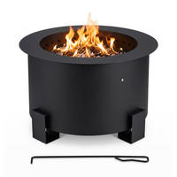 FEUERSCHALE Schwarz raucharm 56 cm - Schwarz, Metall (56/34/56cm) - Relaxdays