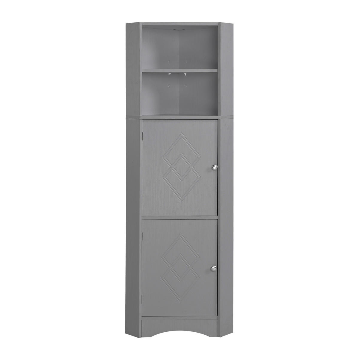 BADEZIMMERSCHRANK 36.5x36.5x155cm in Grau, wasserdicht & kippsicher - Grau, Holzwerkstoff (36.5/155/36.5cm) - Modfu
