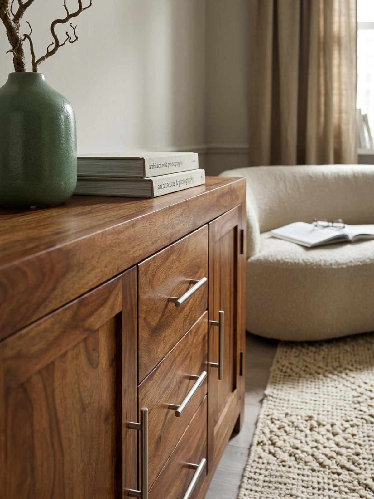 SIDEBOARD – Massivholz, 3 Schubladen, 2 Türen, Landhausstil - Braun, Holz (118/70/40cm) - KADIMA DESIGN