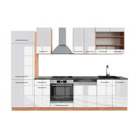 KÜCHENZEILE Fame-Line Weiß Hochglanz/Goldkraft Eiche 300 cm AP Anthrazit - Honigeiche/Weiß Hochglanz, Holzwerkstoff (300/81.6/60cm) - Vicco