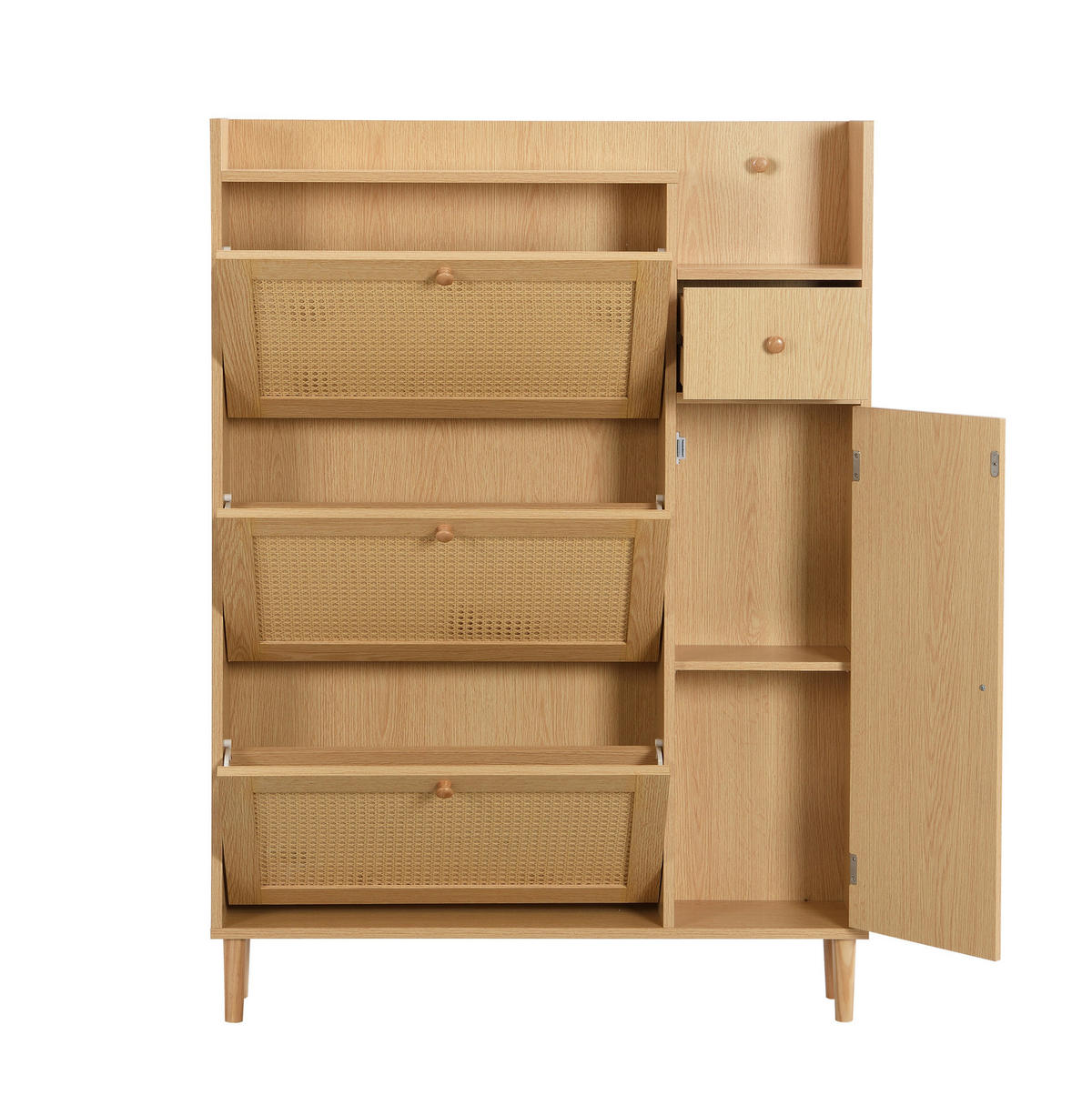 SCHUHSCHRANK 90/17/125 cm Natur aus MDF mit 3 Klappen - Naturfarben, Holzwerkstoff (90/125/17cm) - OKWISH