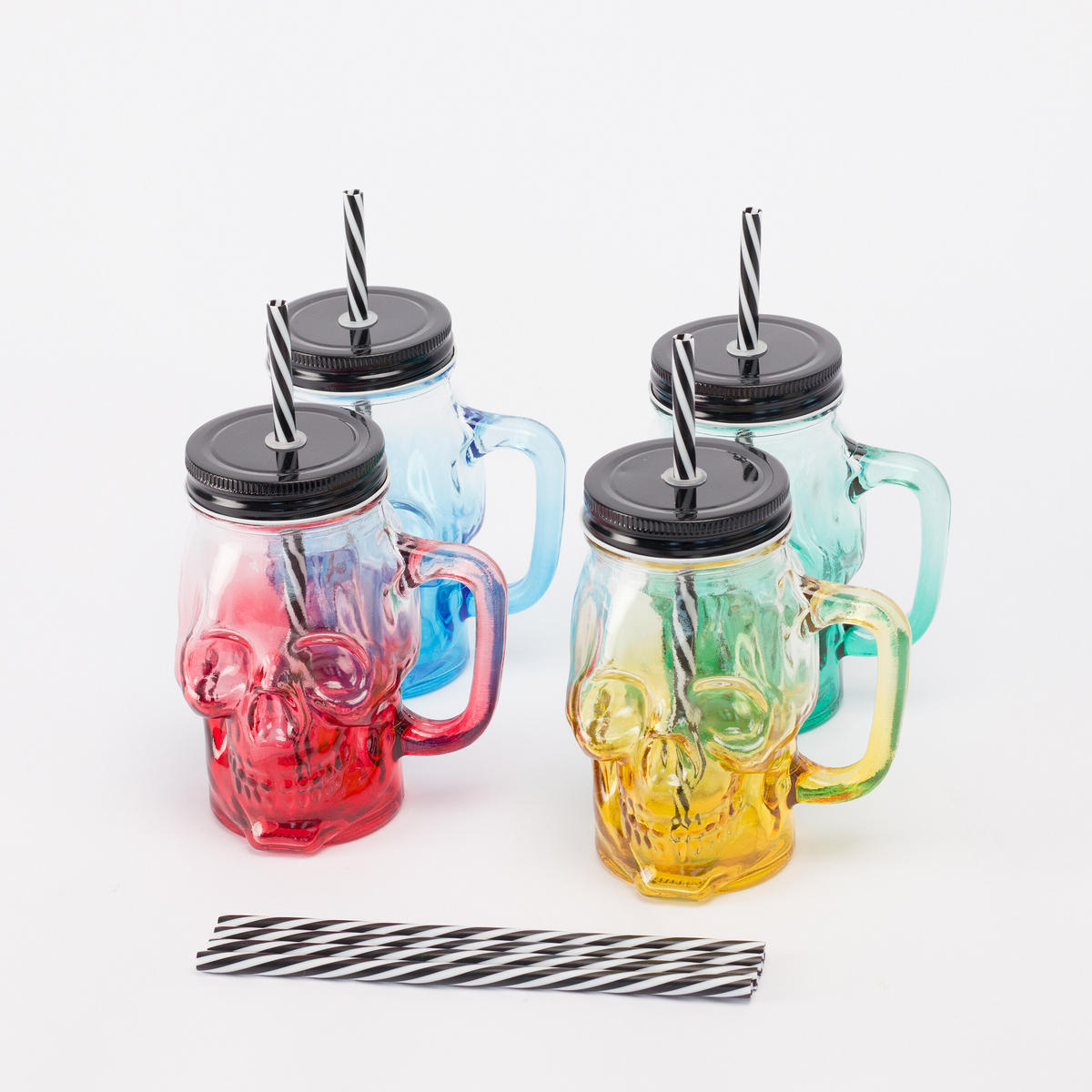 4XTRINKGLÄSER - Multicolor, Glas/Kunststoff - Relaxdays