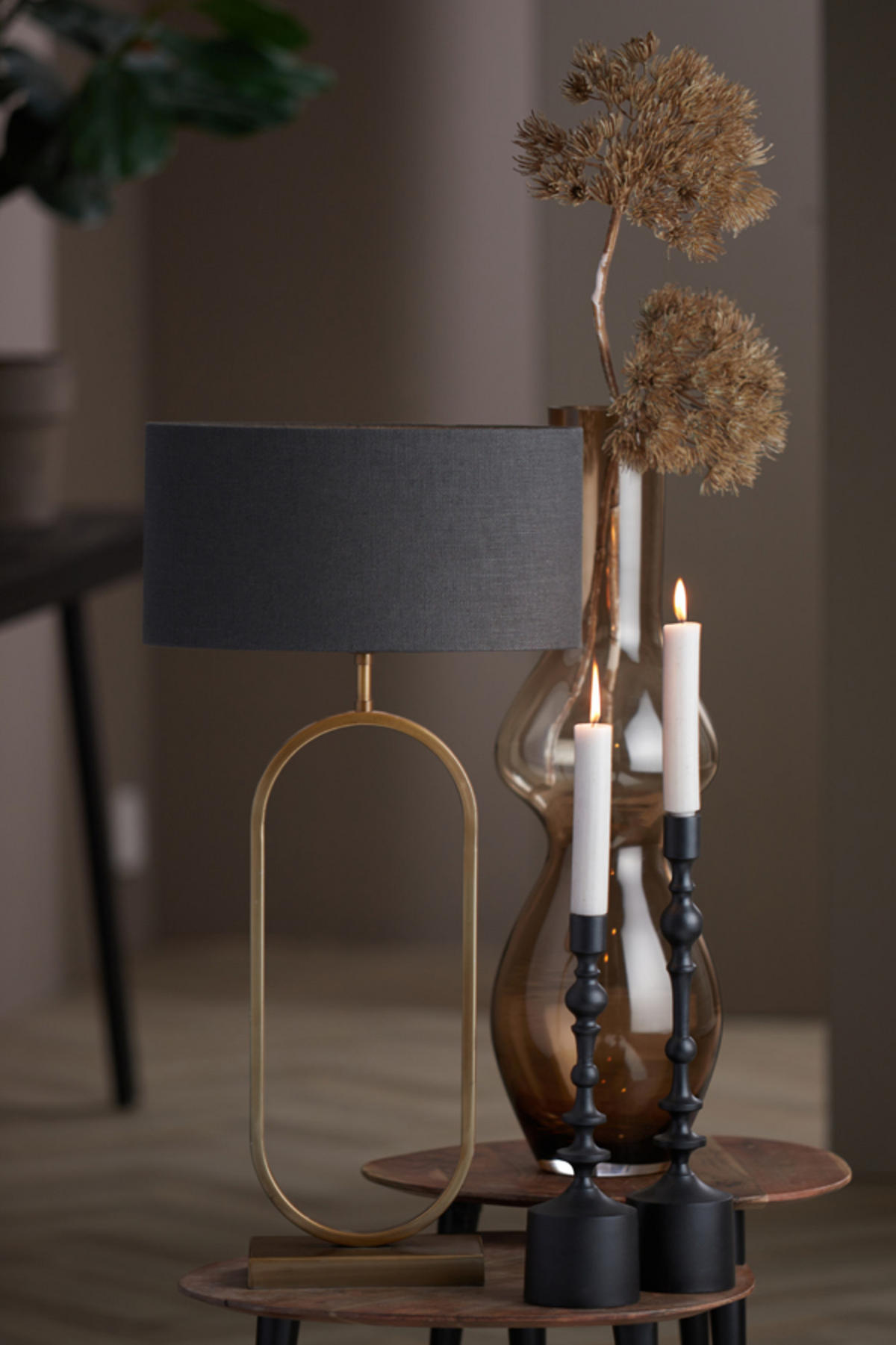 LAMPENSCHIRM Livigno Grau 38/17,5/19 cm - Grau, Textil (38/17.5/19cm) - Light & Living