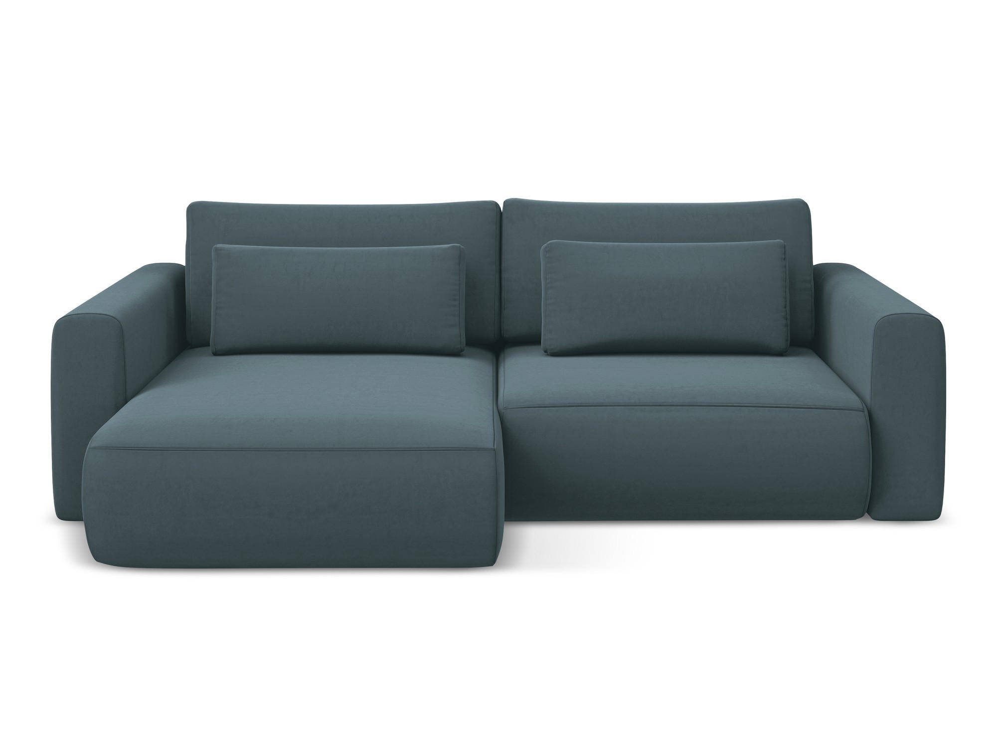 ECKSOFA mit Schlaffunktion Samt Stoff Blau - Blau/Petrol, Kunststoff/Textil (149/240cm) - Makamii