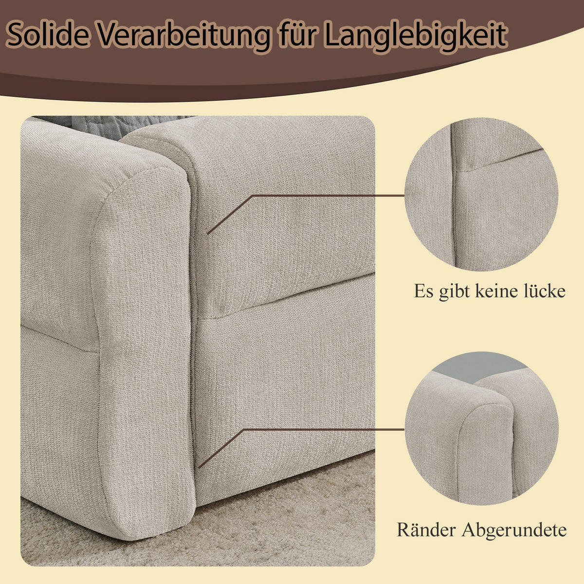 EINZELBETT 90x200 cm Chenille Rückenlehne beige - Beige, Kunststoff (90/200cm) - LEBENLANG