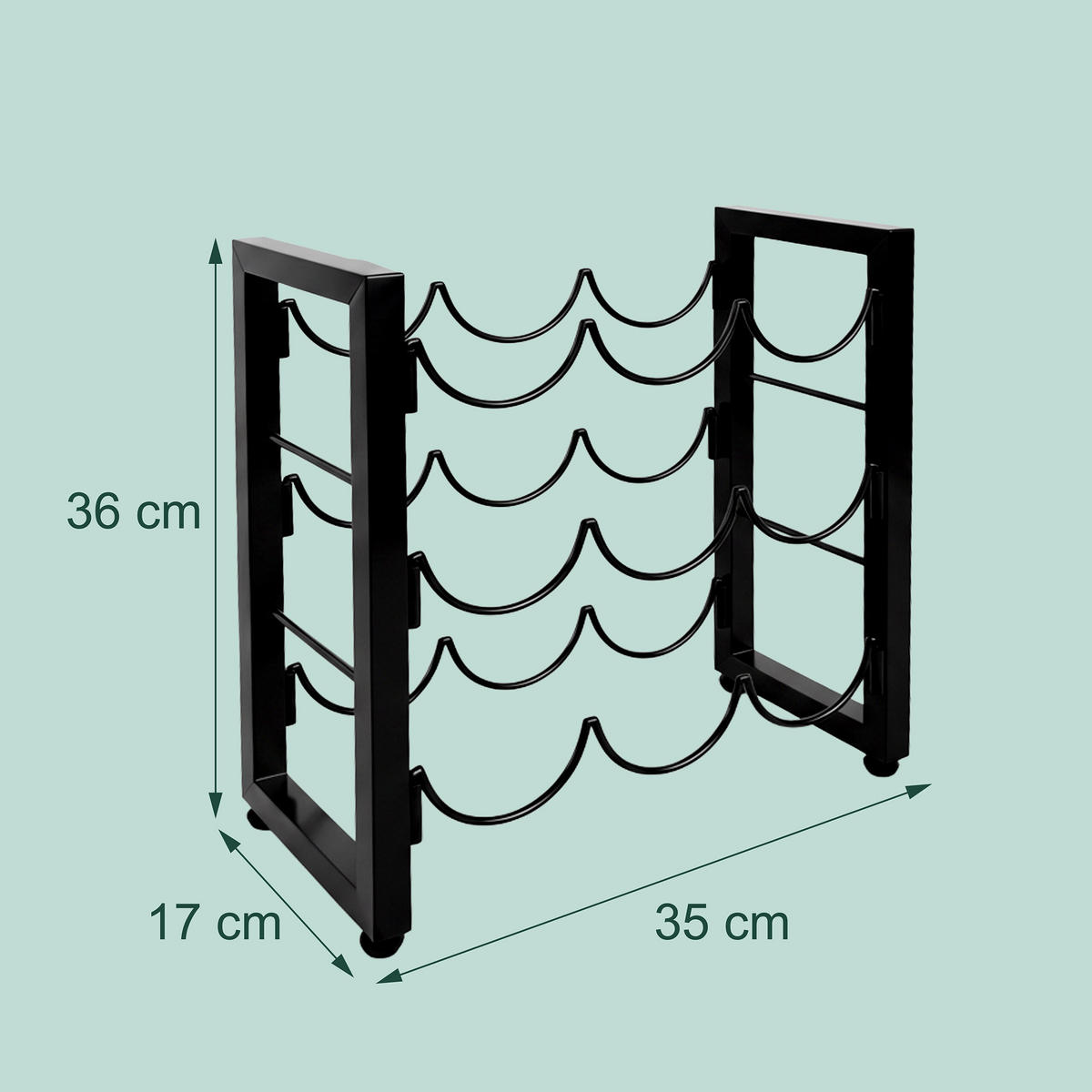 WEINREGAL - Schwarz, Metall (35/36/17cm) - Relaxdays