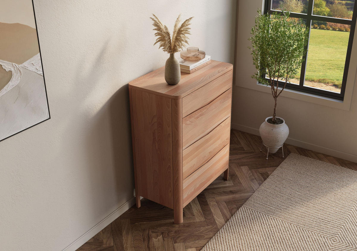 HOLZKOMMODE Modena Low 80, Naturfarben - Buchefarben, Holz/Buchenholz (80.4/106.3/45cm) - Visby