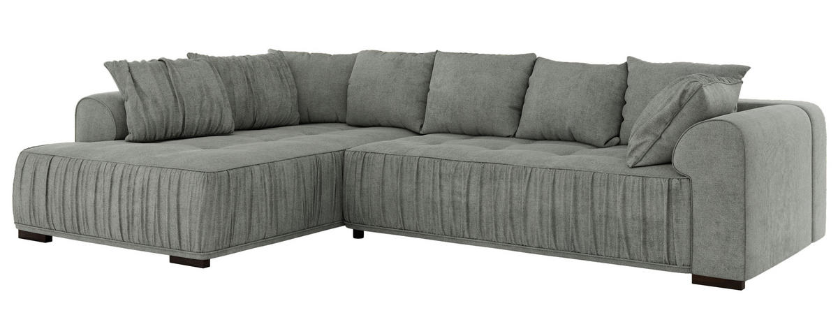 ECKSOFA ORTA Grau Stukture - Links - Schwarz/Grau, Textil (325/200cm) - MKS