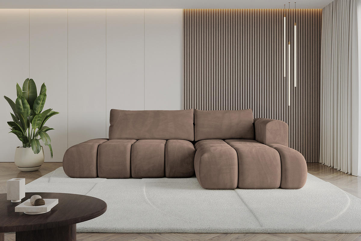 ECKSOFA Ottomane Rechts CLOUD-L 289x180x40 Braun Velours - Braun, Holzwerkstoff/Kunststoff (289/180cm) - ALTDECOR
