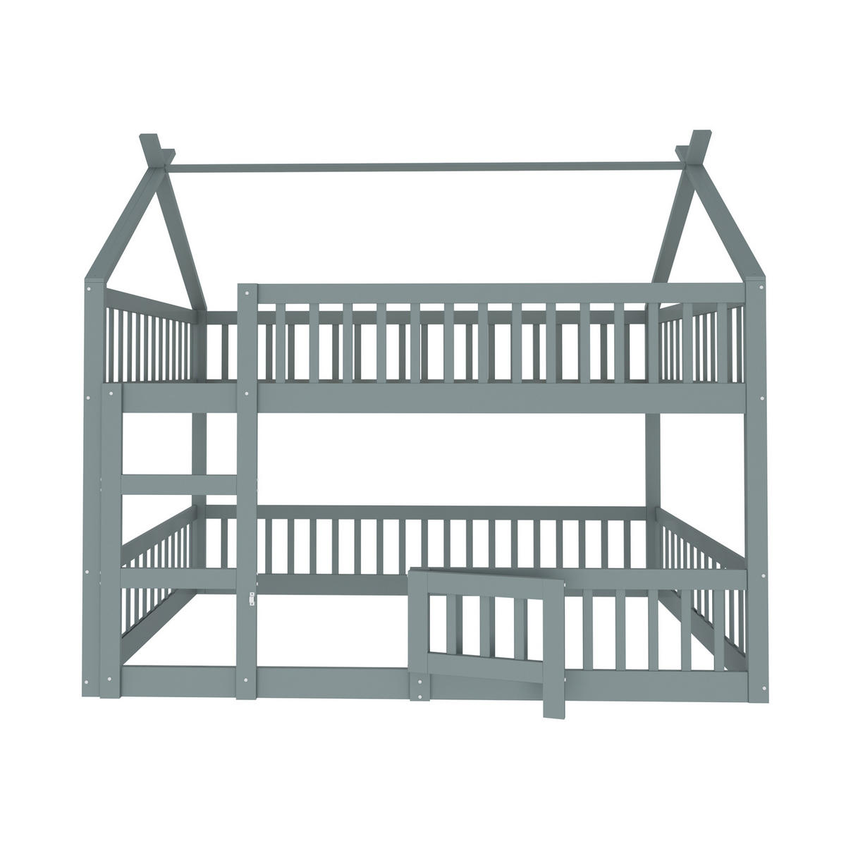 ETAGENBETT mit Treppe 140x200 cm Massivholz Grau - Grau, Holzwerkstoff (140/200cm) - Beauniv